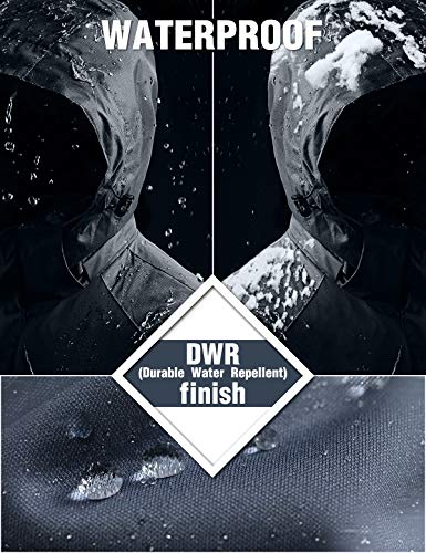 GEMYSE Chaqueta de esquí Impermeable de montaña para Mujer Abrigo de Invierno al Aire Libre de Lana a Prueba de Viento con Capucha (Negro,2XL)