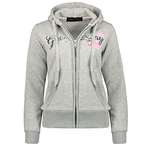 GEO NORWAY GELPHINE Lady – Sudadera para mujer con capucha y bolsillos de canguro – Sudadera para mujer de manga larga – Jersey casual de invierno cálido – Hoodie chaqueta Tops Sport gris claro XL