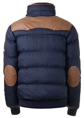 Geographical Norway ABRAMOVITCH MEN - Chaqueta Hombres Impermeable - Grueso Abrigo Capucha Al Aire Libre Abrigo Piel - Chaquetas Invierno Acolchada Parka Ideal Hombre Marina L