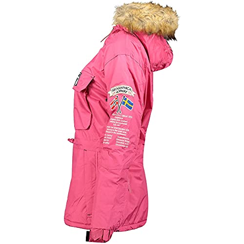 Geographical Norway BRIDGET LADY - Parka Impermeable Mujeres - Abrigo Grueso Capucha Exteriores - Chaqueta Cortavientos Invierno Cálida - Chaqueta Exteriores Para Mujeres ROSA S