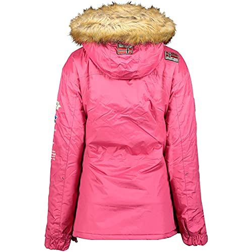 Geographical Norway BRIDGET LADY - Parka Impermeable Mujeres - Abrigo Grueso Capucha Exteriores - Chaqueta Cortavientos Invierno Cálida - Chaqueta Exteriores Para Mujeres ROSA S