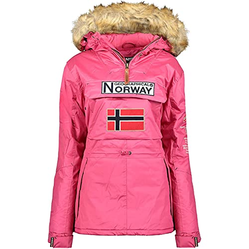 Geographical Norway BRIDGET LADY - Parka Impermeable Mujeres - Abrigo Grueso Capucha Exteriores - Chaqueta Cortavientos Invierno Cálida - Chaqueta Exteriores Para Mujeres ROSA S