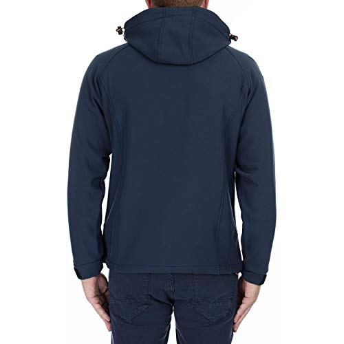 Geographical Norway TABOO MEN - Chaqueta Softshell Impermeable Hombre - Capucha Transpirable Exterior - Chaqueta Cortavientos Invierno - Ideal Para Actividades Al Aire Libre MARINA L