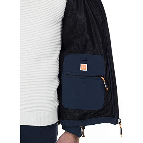 Geographical Norway TABOO MEN - Chaqueta Softshell Impermeable Hombre - Capucha Transpirable Exterior - Chaqueta Cortavientos Invierno - Ideal Para Actividades Al Aire Libre MARINA L