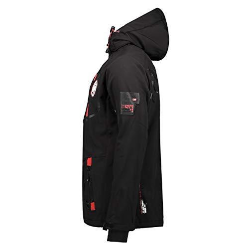 Geographical Norway TACEBOOK MEN - Chaqueta Softshell Impermeable Hombre - Capucha Transpirable Exterior - Chaqueta Cortavientos Invierno - Ideal Para Actividades Al Aire Libre (Negro L)