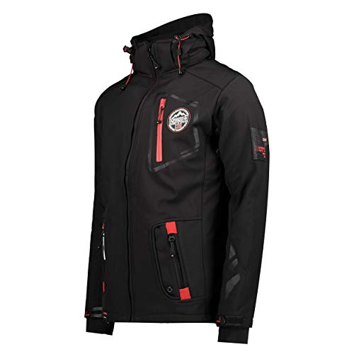 Geographical Norway TACEBOOK MEN - Chaqueta Softshell Impermeable Hombre - Capucha Transpirable Exterior - Chaqueta Cortavientos Invierno - Ideal Para Actividades Al Aire Libre (Negro 2XL)