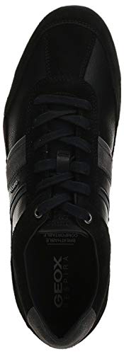 Geox U Wells C, Zapatillas Hombre, Negro (Black/Dk Jeans C9B4N), 42 EU