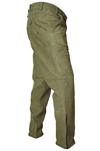 German Wear, pantalones largos de piel traje típico de caza cazador Pantalones Pantalones de caza caza verde/marrón claro, Hombre, color Grn, tamaño 52