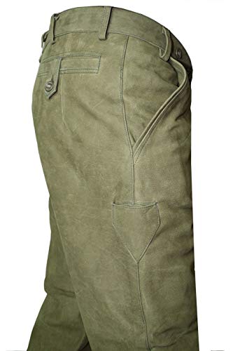 German Wear, pantalones largos de piel traje típico de caza cazador Pantalones Pantalones de caza caza verde/marrón claro, Hombre, color Grn, tamaño 52
