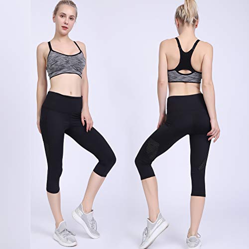 GIEADUN Leggings Mujer 3/4 Pantalones de Yoga Deportivas Leggins para Mujer Yoga Fitness (Negro, Small)