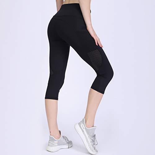 GIEADUN Leggings Mujer 3/4 Pantalones de Yoga Deportivas Leggins para Mujer Yoga Fitness (Negro, Small)