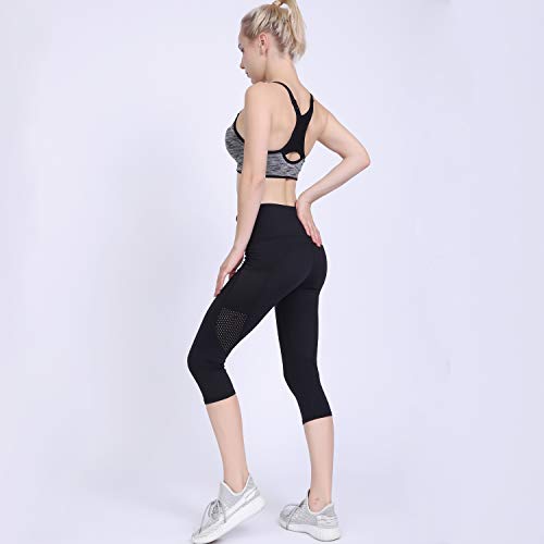 GIEADUN Leggings Mujer 3/4 Pantalones de Yoga Deportivas Leggins para Mujer Yoga Fitness (Negro, Small)