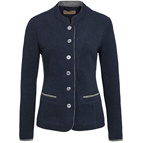 GIESSWEIN Chaqueta para mujer Agnes – Blazer de 100 % lana, elegante chaqueta de mujer de lana virgen, chaqueta para traje regional para mujer, chaqueta entallada Blazer, Walk, fieltro azul oscuro 46