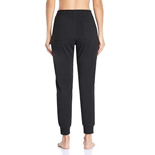 Gimdumasa Pantalon Chandal Mujer Algodón Largos Pantalones Deportivos Mujer Jogger Pantalones con Bolsillos y Cintura Elástica para Deportes Correr Fitness Jogging GI06 (Negro, Small)