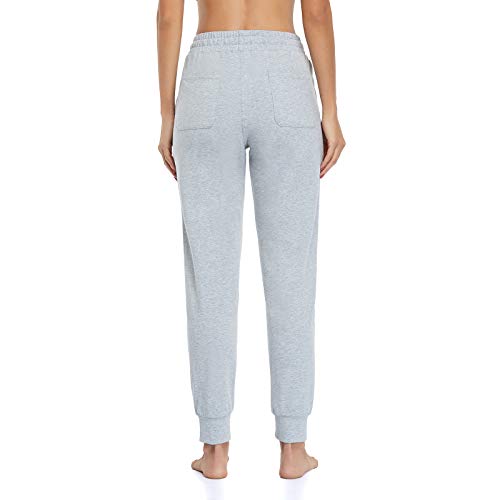 Gimdumasa Pantalon Chandal Mujer Algodón Largos Pantalones Deportivos Mujer Jogger Pantalones con Bolsillos y Cintura Elástica para Deportes Correr Fitness Jogging GI06 (Gris, Medium)