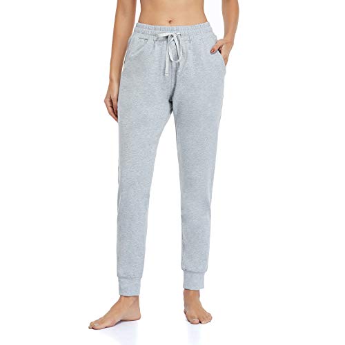 Gimdumasa Pantalon Chandal Mujer Algodón Largos Pantalones Deportivos Mujer Jogger Pantalones con Bolsillos y Cintura Elástica para Deportes Correr Fitness Jogging GI06 (Gris, Medium)