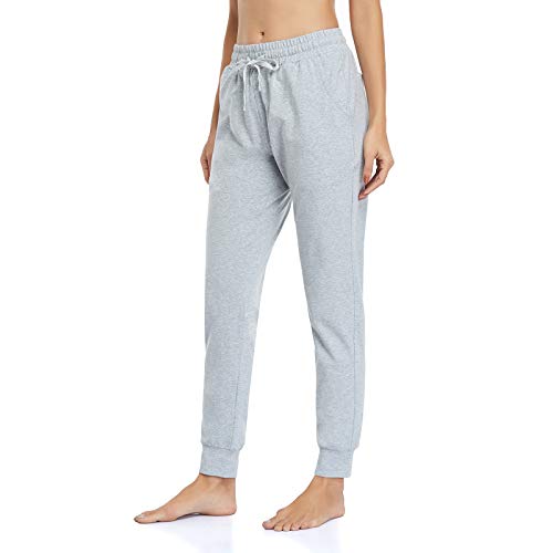 Gimdumasa Pantalon Chandal Mujer Algodón Largos Pantalones Deportivos Mujer Jogger Pantalones con Bolsillos y Cintura Elástica para Deportes Correr Fitness Jogging GI06 (Gris, Medium)