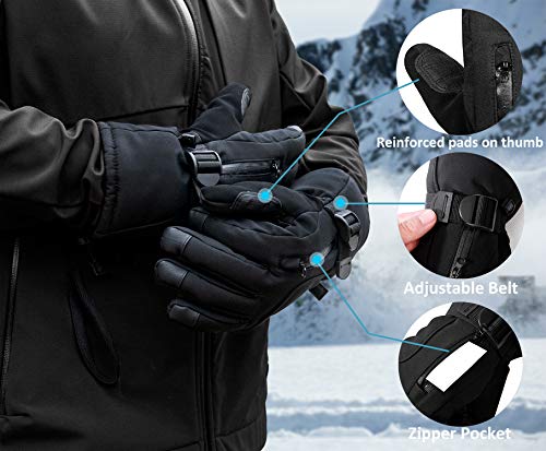 Global Park Guantes de Esquí Hombre Mujer Impermeable Guante Invierno Nieve Calientes Térmicos Pantalla Táctil Antideslizante para Deporte al Aire Libre Snowboard Motor Ciclismo Patinaje (XL)