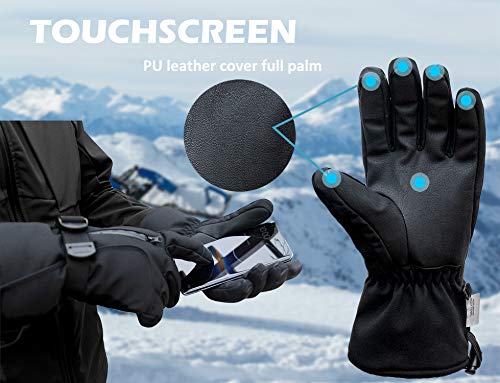 Global Park Guantes de Esquí Hombre Mujer Impermeable Guante Invierno Nieve Calientes Térmicos Pantalla Táctil Antideslizante para Deporte al Aire Libre Snowboard Motor Ciclismo Patinaje (XL)
