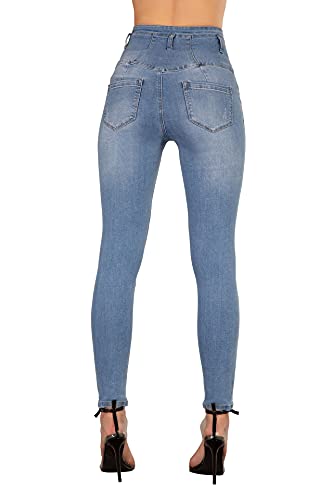 Glook Mujer Pantalones Vaquero Skinny Push Up Pantalones Elástico Jeans Cintura Alta | Jeggings Casuales con Bolsillo De Cintura Súper Alta | Azul (1), Tamaño: 38