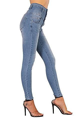 Glook Mujer Pantalones Vaquero Skinny Push Up Pantalones Elástico Jeans Cintura Alta | Jeggings Casuales con Bolsillo De Cintura Súper Alta | Azul (1), Tamaño: 38
