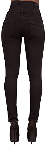 Glook - Pantalones vaqueros negros de cintura alta, ajustados, ajustados, elásticos, para levantamiento de glúteos, para mujer Negro Negro ( 38