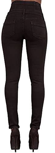 Glook - Pantalones vaqueros negros de cintura alta, ajustados, ajustados, elásticos, para levantamiento de glúteos, para mujer Negro Negro ( 44