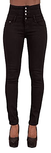 Glook - Pantalones vaqueros negros de cintura alta, ajustados, ajustados, elásticos, para levantamiento de glúteos, para mujer Negro Negro ( 44