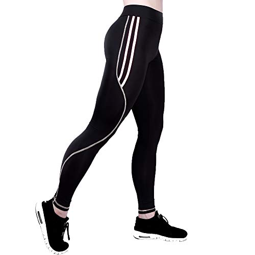 GoVIA Leggins para Damas Pantalones Deportivos Largos para Training Running Yoga Fitness Transpirables con Cintura Alta Blanco 4101 L/XL