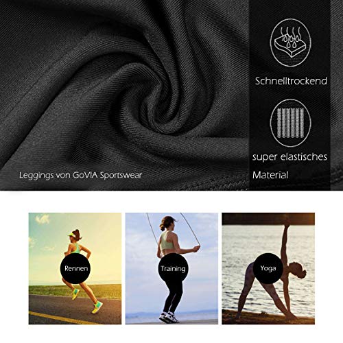 GoVIA Leggins para Damas Pantalones Deportivos Largos para Training Running Yoga Fitness Transpirables con Cintura Alta Blanco 4101 L/XL