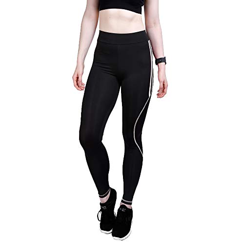 GoVIA Leggins para Damas Pantalones Deportivos Largos para Training Running Yoga Fitness Transpirables con Cintura Alta Blanco 4101 L/XL