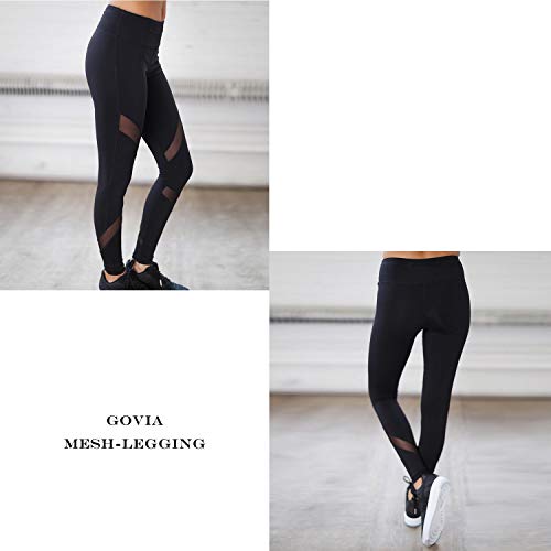 GoVIA Libella Mujer Ropa Deportiva Leggings Mesh Fitness Mujeres Yoga Pantalones Malla Costura Deporte Gym Medias 4132 Noir S/M