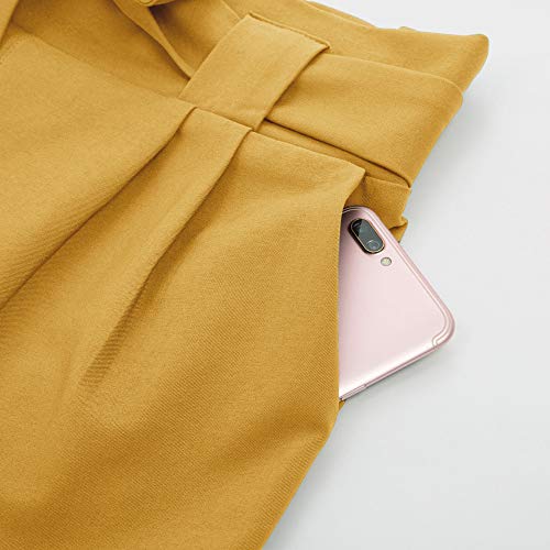 GRACE KARIN Pantalones de Lápiz de Cintura Alta para Mujeres con Cinturón Elástico Transpirable Informal Comede Amarillo 2XL Cl10903-2