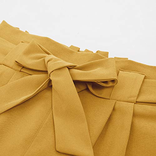 GRACE KARIN Pantalones de Lápiz de Cintura Alta para Mujeres con Cinturón Elástico Transpirable Informal Comede Amarillo 2XL Cl10903-2