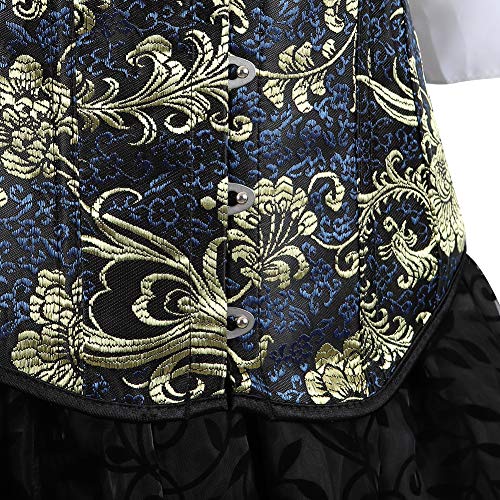 Grebrafan Conjunto de Corsé Pirata Corset con Tirantes y Falda Tutú De Tul y Blanco Blusa Fiesta (EUR(34-36) M, Negro)