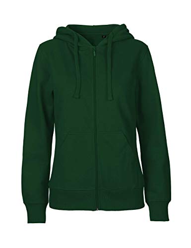 Green Cat Chaqueta con capucha para mujer, 100% algodón orgánico. Certificado de comercio justo, Oeko-Tex y Ecolabel verde botella XXL