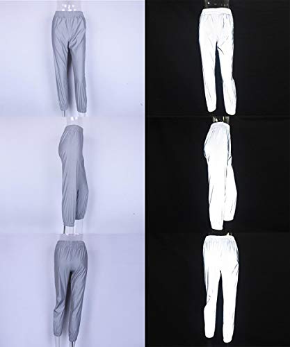 Greetuny 1pcs Personalidad Harajuku Pantalones Mujer Flash Reflectante Trousers Ocio Hip Hop Ropa Plateada Mujer Joggers Mujer Deportivos Pantalón Chandal Mujer (S)