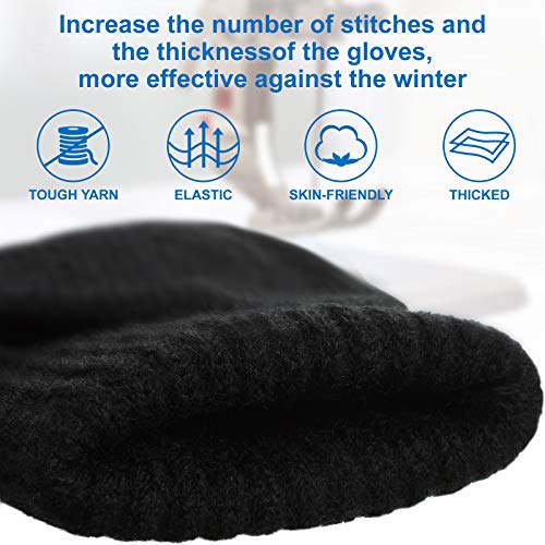 Guantes Convertibles de Mujer Mitones sin Dedos de Punto Guantes de Medio Dedo con Tapa de Girar para Mujer Hombre Clima Frío, Negro