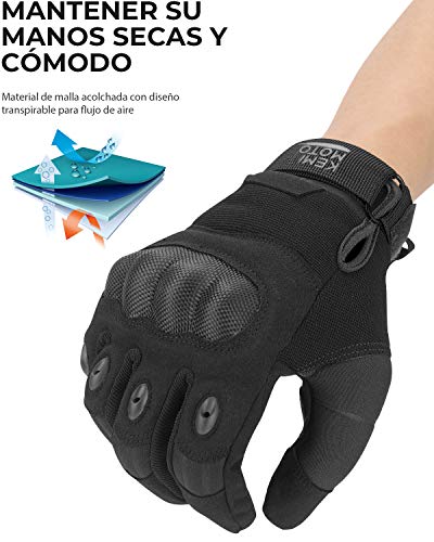 Guantes de Moto, Guantes de Pantalla Táctil para Hombre y Mujeres con Duro Proteccion Guantes de Motocicleta ATV Guantes de Dedo Completo Transpirables