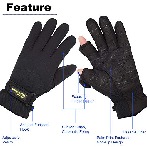 Guantes Impermeables de Invierno,Guantes de Esquí y Snowboard 3M Thinsulate Para Hombres y Mujeres,Guantes Con Pantalla Táctil Para Pescar,Fotografiar,Cazar Actividades Al Aire Libre. (Negro, L)