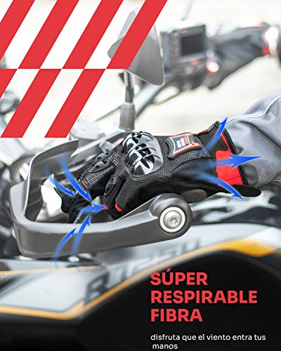Guantes Moto Homologados para Hombre y Mujer, Guantesde Moto Transpirables con Pantalla Táctil, Guantes Antideslizantes con Protección Dedo Completo