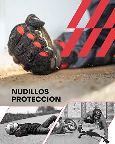 Guantes Moto Homologados para Hombre y Mujer, Guantesde Moto Transpirables con Pantalla Táctil, Guantes Antideslizantes con Protección Dedo Completo