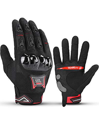 Guantes Moto Homologados para Hombre y Mujer, Guantesde Moto Transpirables con Pantalla Táctil, Guantes Antideslizantes con Protección Dedo Completo