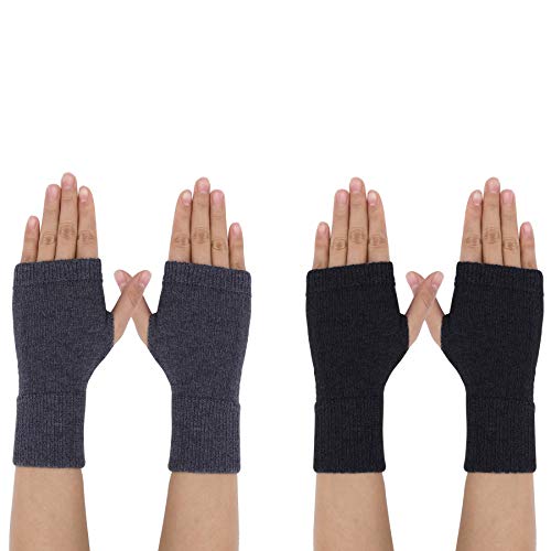 Guantes sin Dedos Mitones Manoplas de Invierno para Mujeres, 2 Pares Calentadores de Brazo Mitones Cálido de Punto Cachemir Suave para Niñas Niños