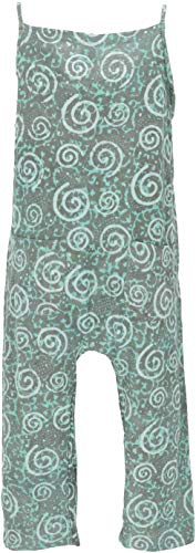 GURU SHOP Mono de peto de verano, estilo étnico, de una pieza, para mujer, de algodón, largo azul turquesa L