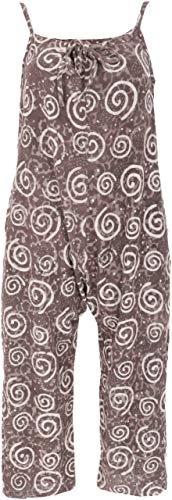 GURU SHOP Mono de peto de verano, estilo étnico, de una pieza, para mujer, de algodón, largo cappuccino L