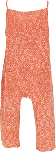 GURU SHOP Mono de peto de verano, estilo étnico, de una pieza, para mujer, de algodón, largo naranja M