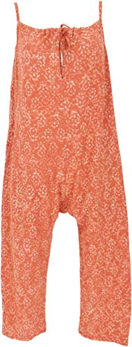 GURU SHOP Mono de peto de verano, estilo étnico, de una pieza, para mujer, de algodón, largo naranja M