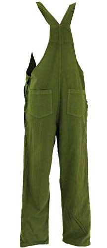 GURU SHOP Pantalones de peto, estilo étnico, pantalones de mujer, algodón, pantalones largos alternativos Verde oliva. M