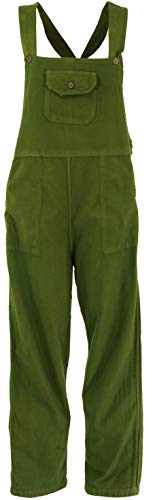 GURU SHOP Pantalones de peto, estilo étnico, pantalones de mujer, algodón, pantalones largos alternativos Verde oliva. M